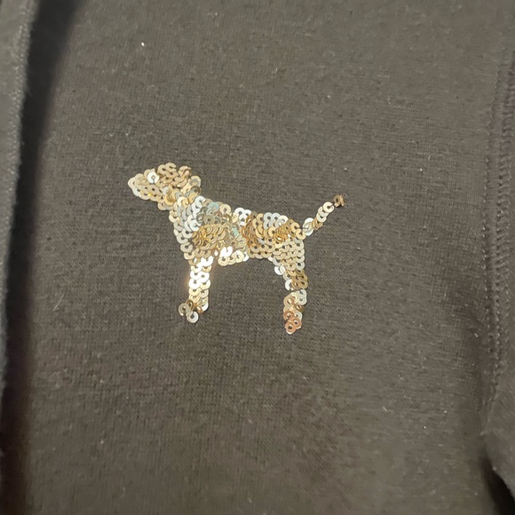 Pink Victoria Secret Black Women’s Hoodie Sweater with design on back Size XS - Picture 3 of 10